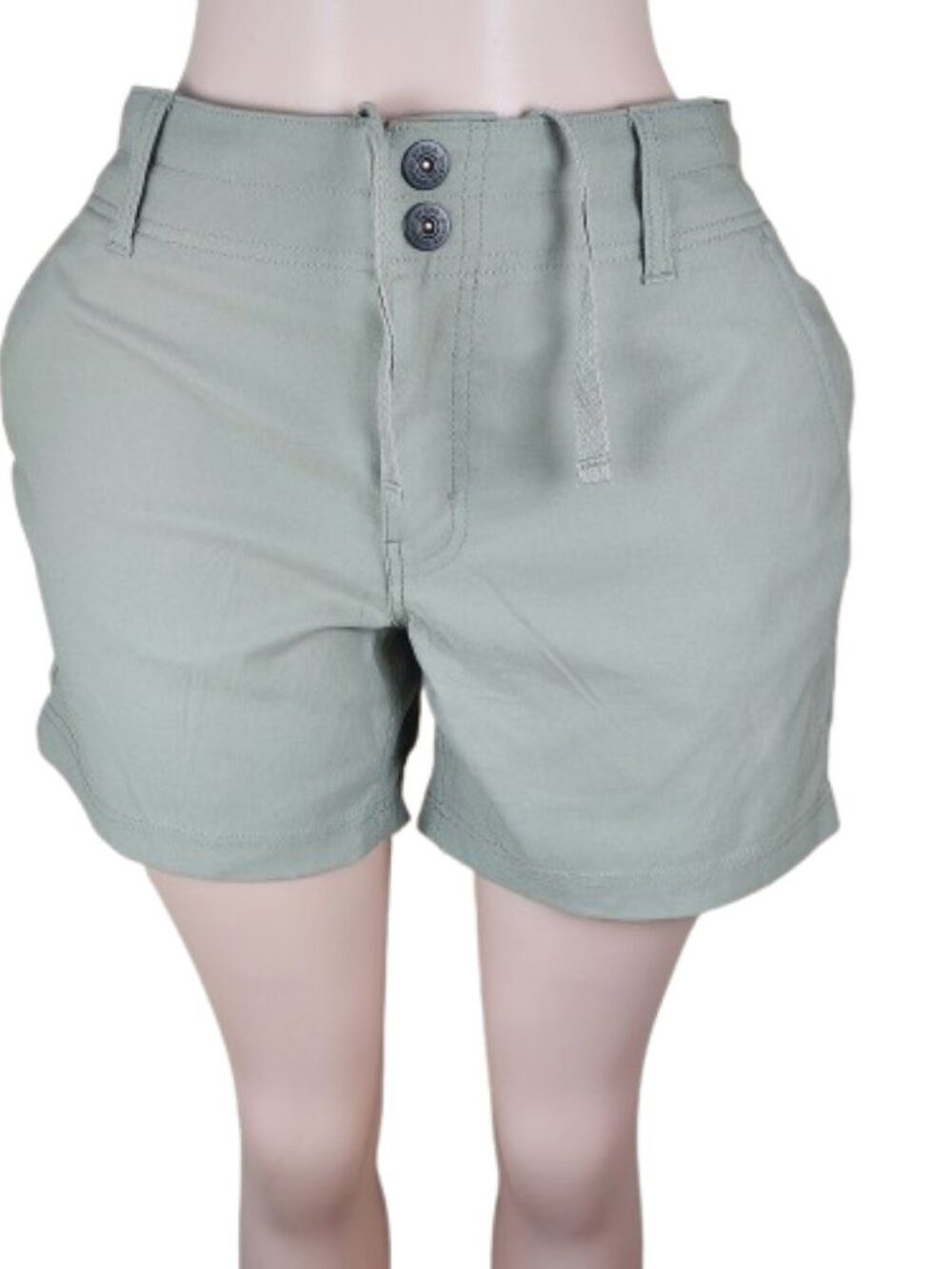 Prana Women's Light Khaki Flat Front High-Waisted Casual Cargo Shorts Size 12